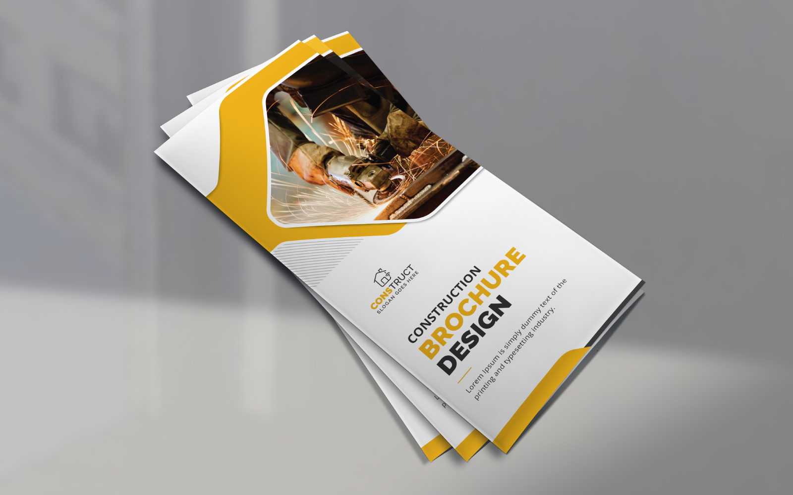 Modern Creative Construction Trifold Brochure Template Design for Advertising Multipurpose Use