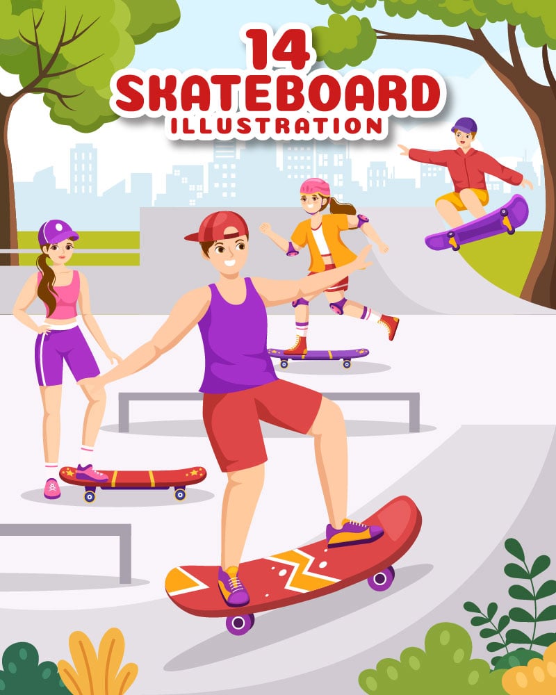 14 Skateboard Sport Illustration