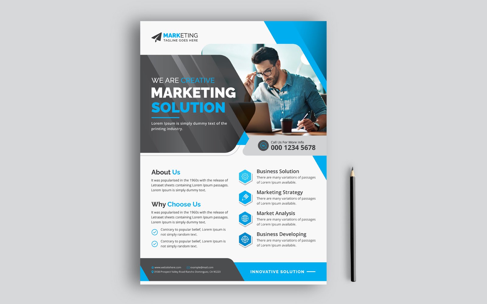 Creative Modern Corproate Business Flyer, Leaflet, Pamphlet Template Design for Advertising