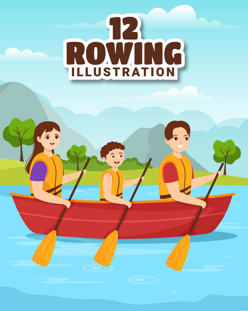 12 Rowing Sport Illustration