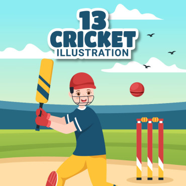 Cricket Player Illustrations Templates 306218