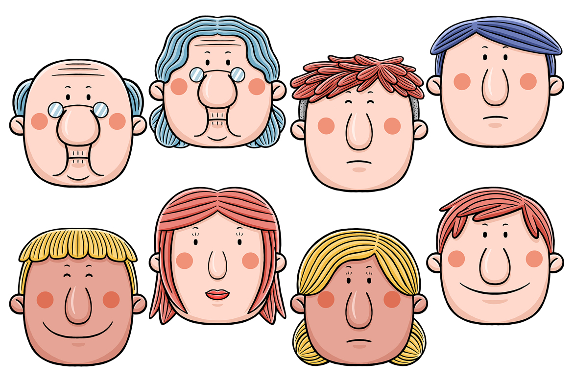 Cute Face People Pack Vector Illustration