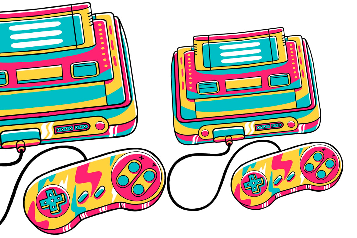 Nintendo Classic Console (90's Vibe) Vector Illustration