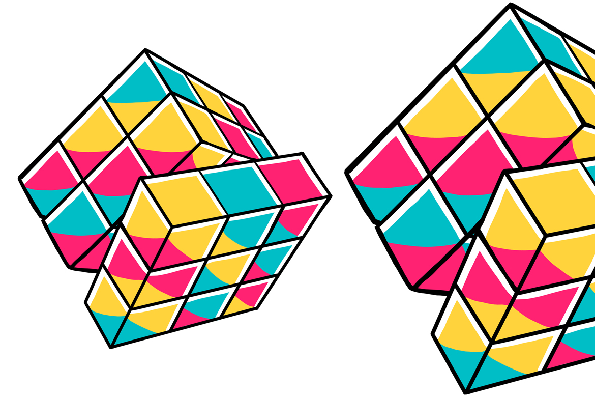 Puzzle Cube (90's Vibe) Vector Illustration