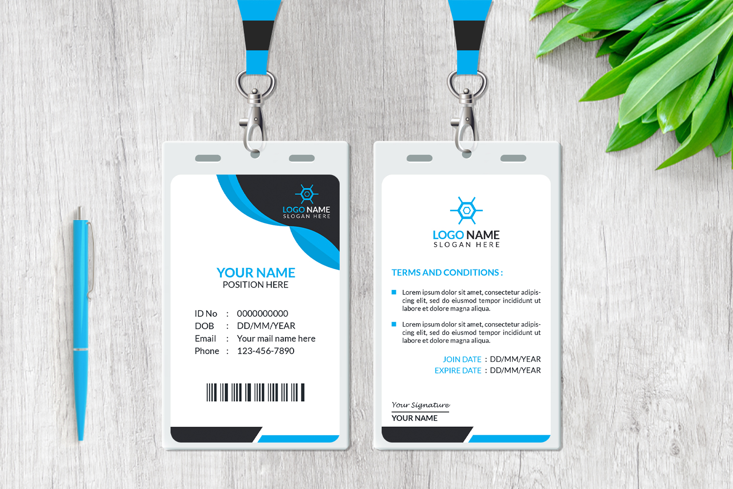 Modern ID Card Design Template For Company