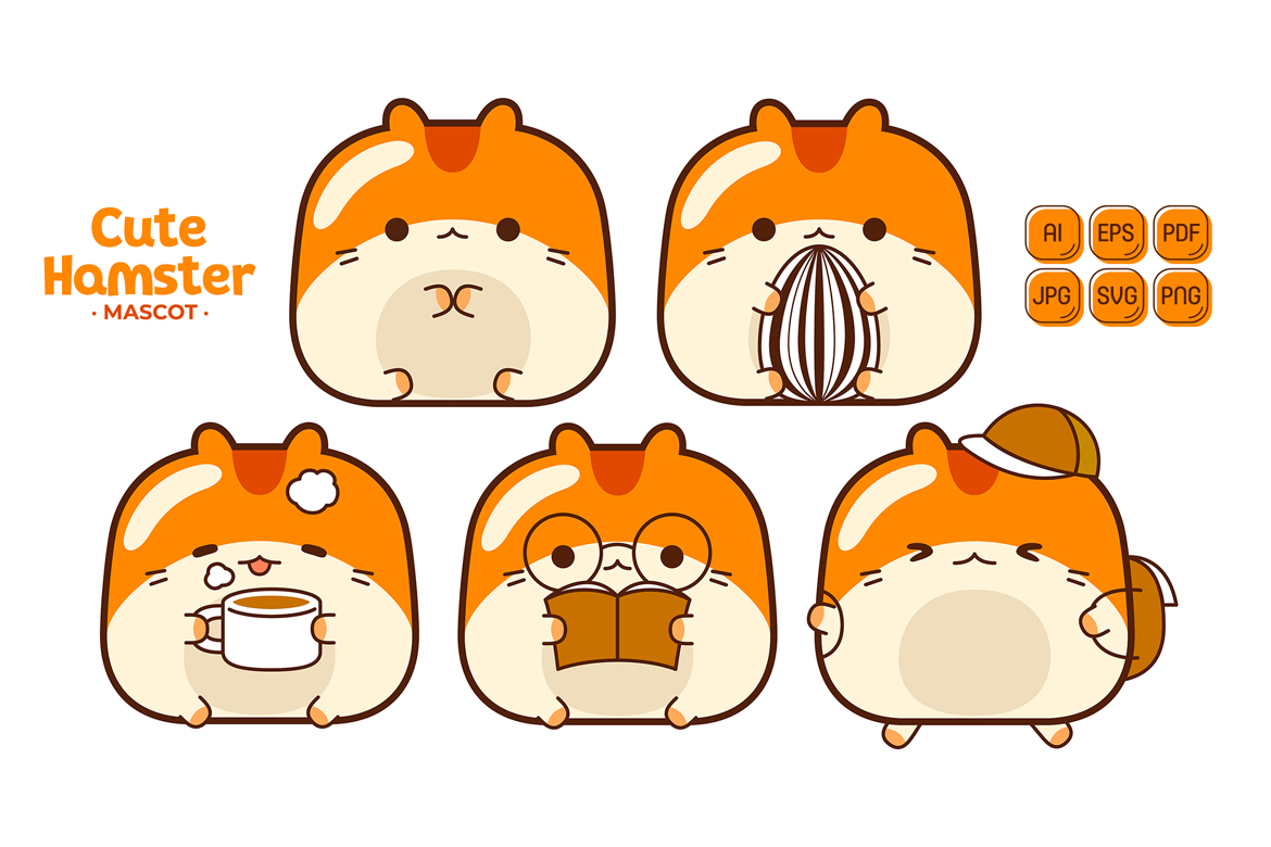 Cute Hamster Mascot Character Vector Pack #01