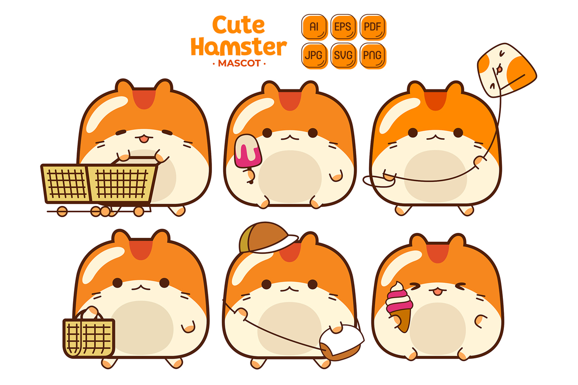 Cute Hamster Mascot Character Vector Pack #02