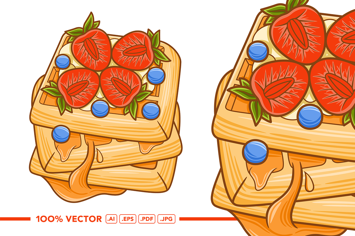 Waffles Vector in Flat Design Style