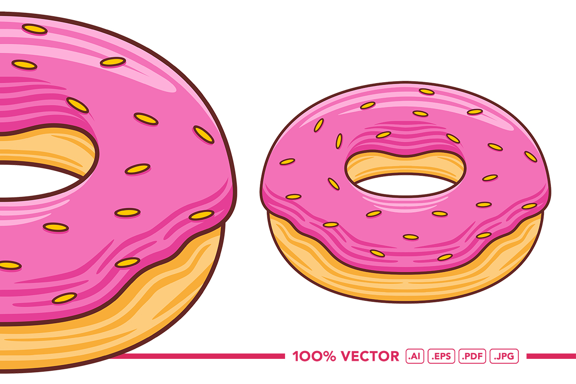 Donut Vector in Flat Design Style