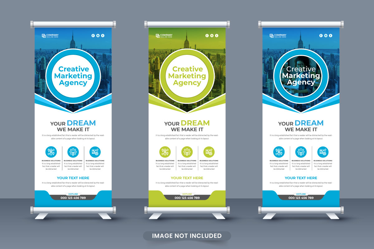 Business promotion roll up banner vector design