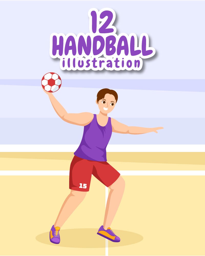 12 Handball Sports Illustration