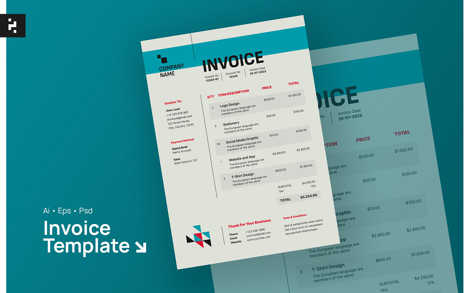 Minimal Modern Invoice Design Template