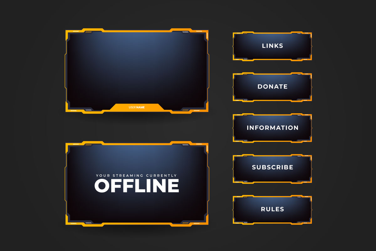 Online game screen panel template vector