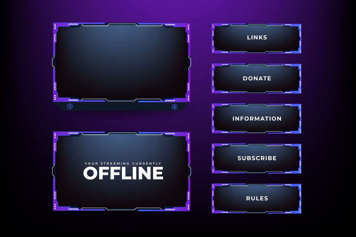 Broadcast gaming panel template vector