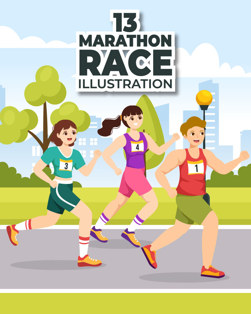 13 Marathon Race Sport Illustration