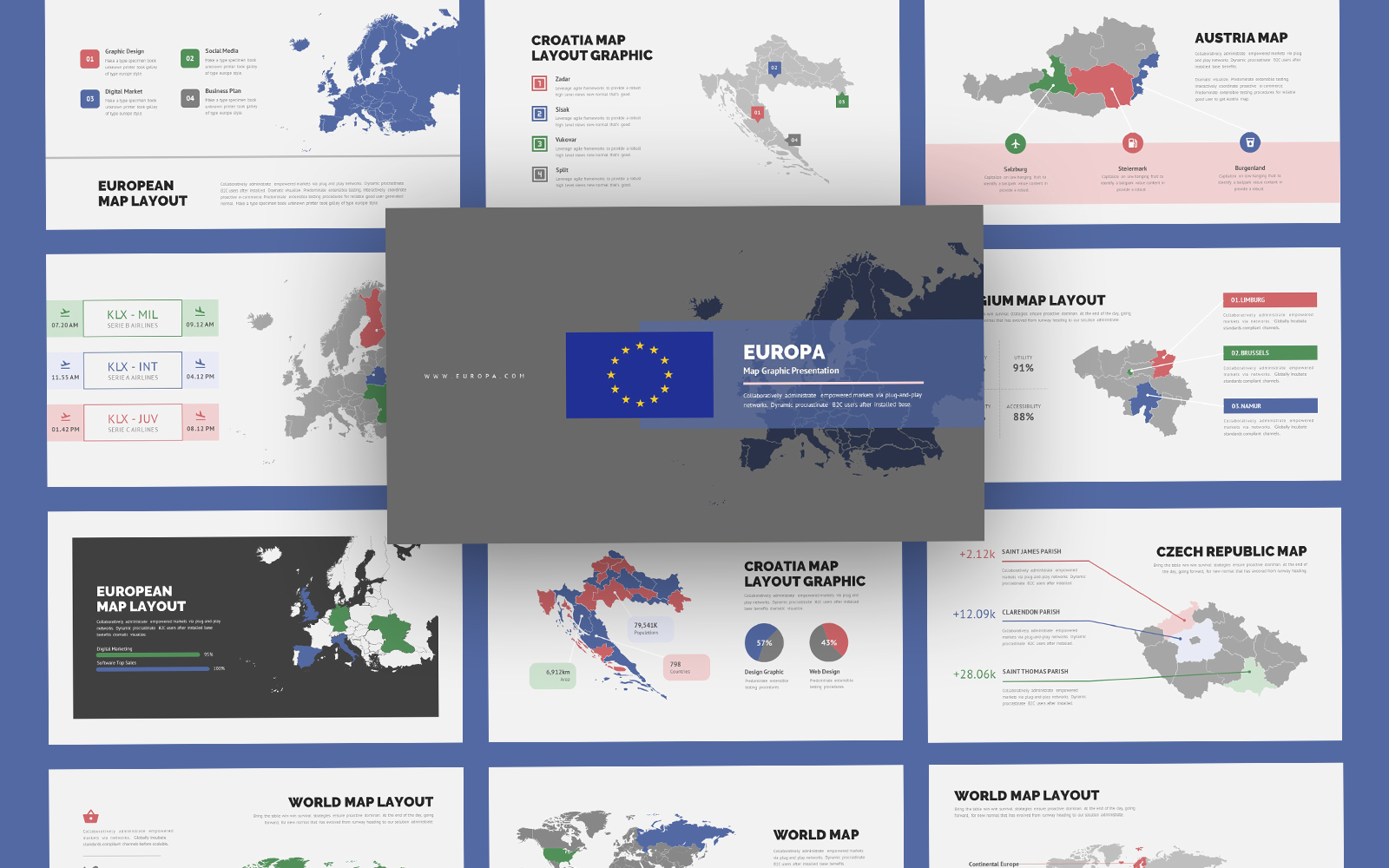 Europe Map Clean Vector Infographic Google Slides Template