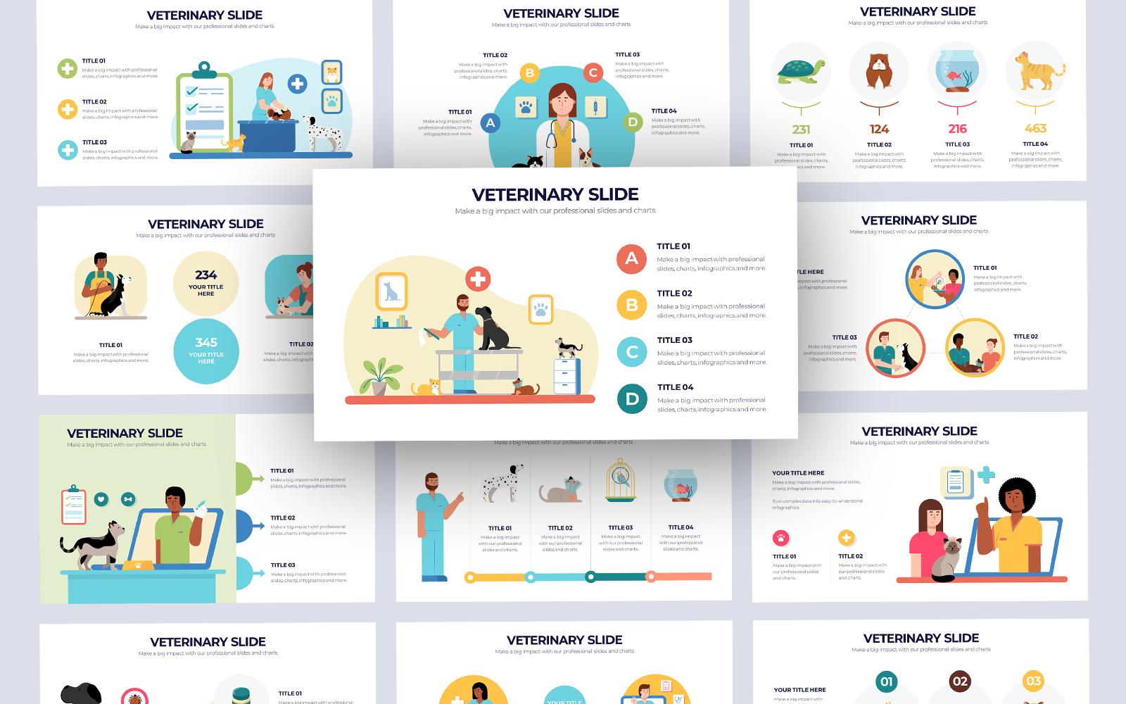Medical Veterinary Vector Infographic PowerPoint Template