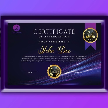 Neon Wave Certificate Templates 307334