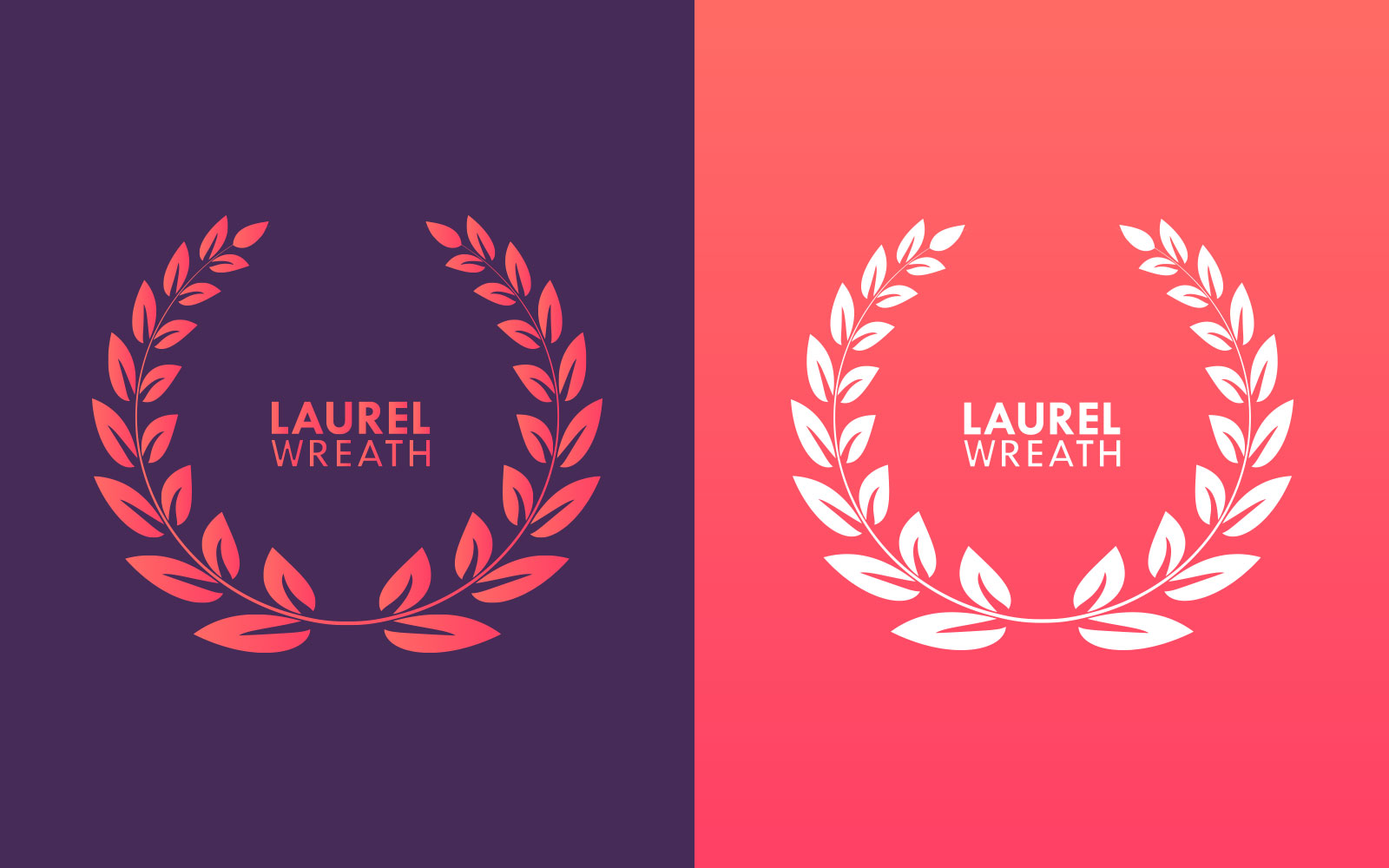 Laurel Wreath Leaf Element Gradient Vector Illustration