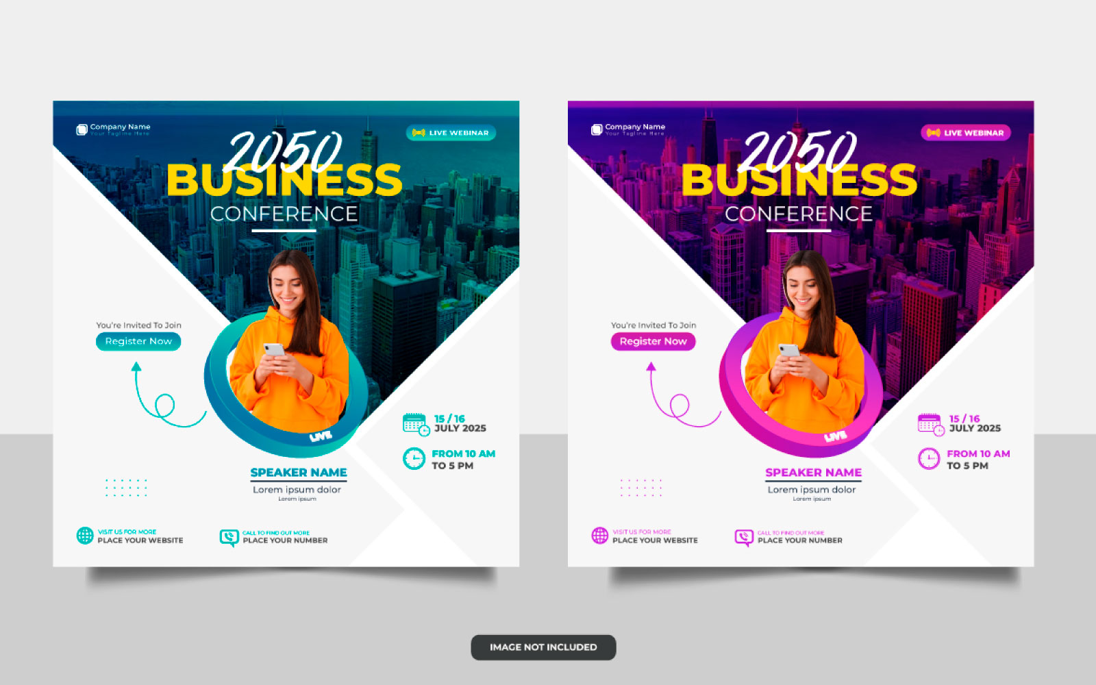 Corporate business conference flyer or horizontal flyer and invitation banner live webinar