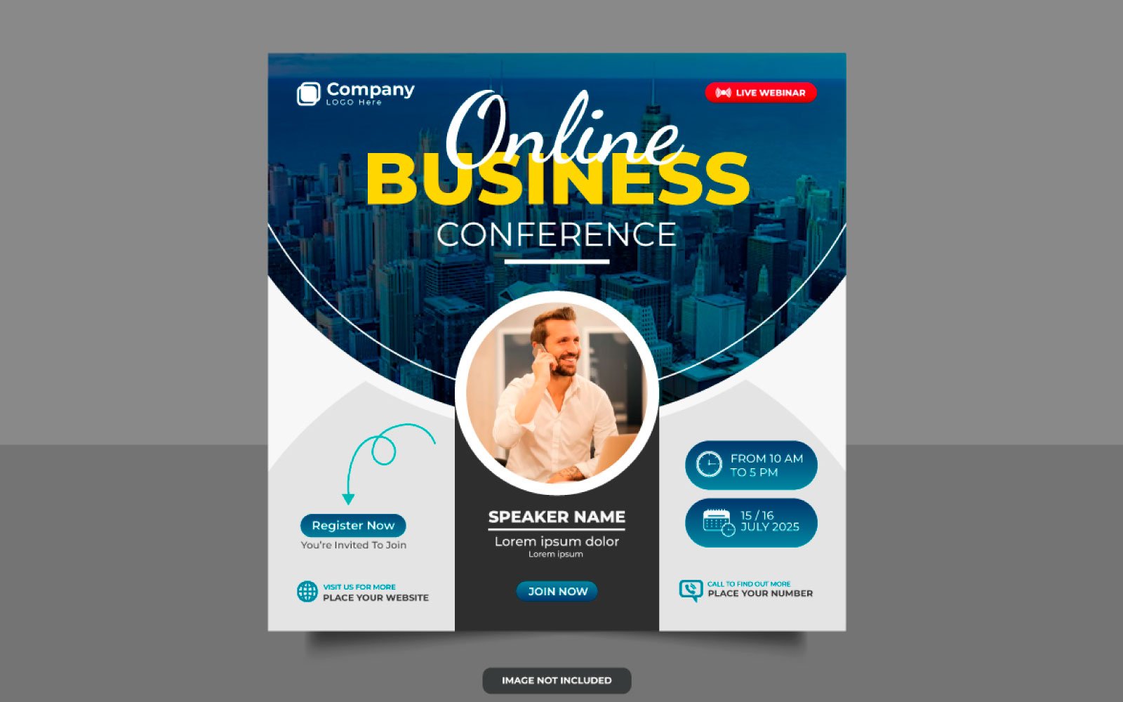 Corporate abstract business conference  horizontal flyer and invitation banner live webina