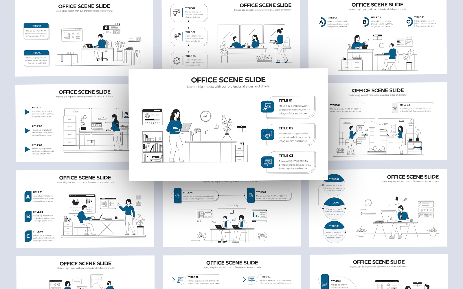 Office Scenes Vector Infographic Keynote Template