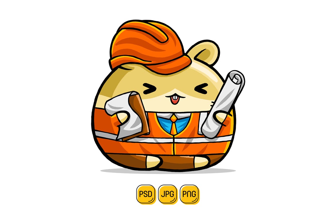 Cute Hamster Engineer Cartoon