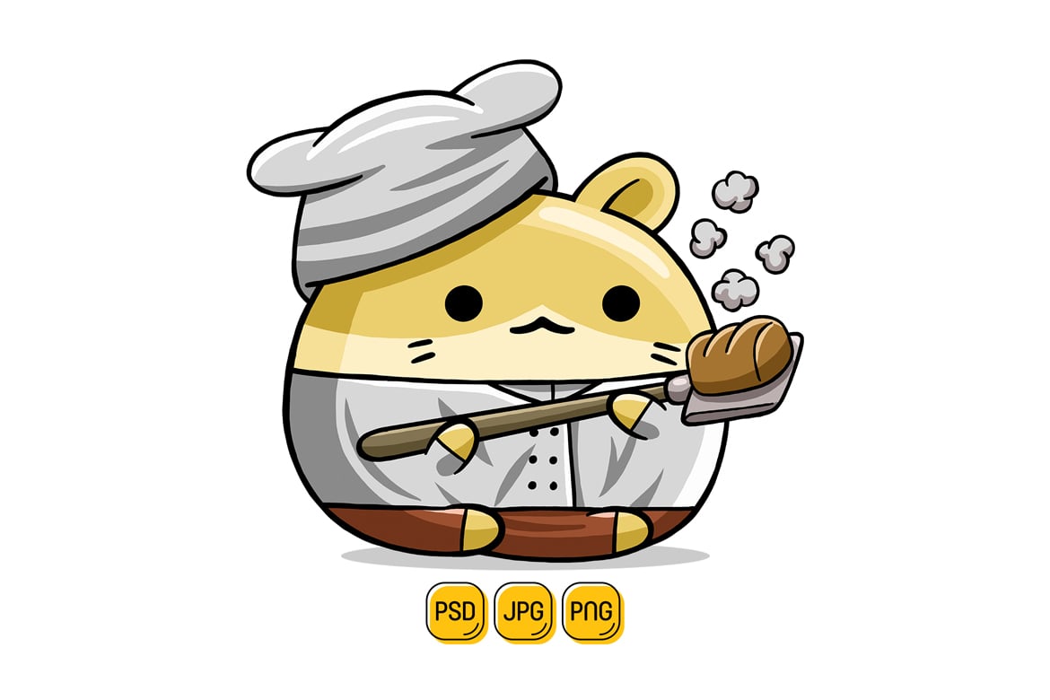 Cute Hamster Baker Cartoon