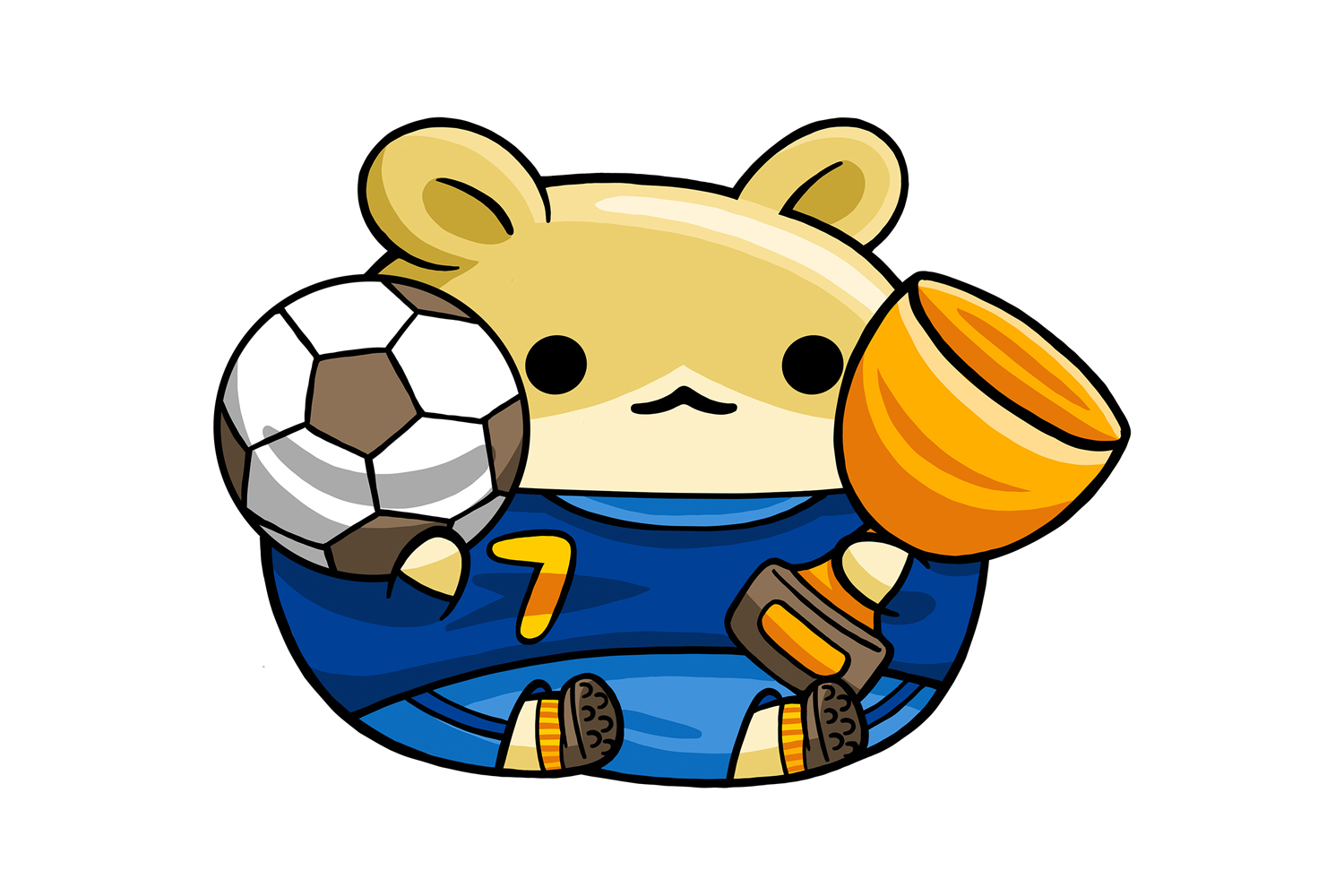 Cute Hamster Player Football Cartoon