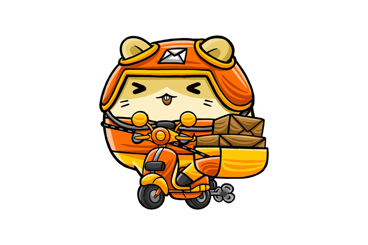 Cute Hamster Courier Cartoon