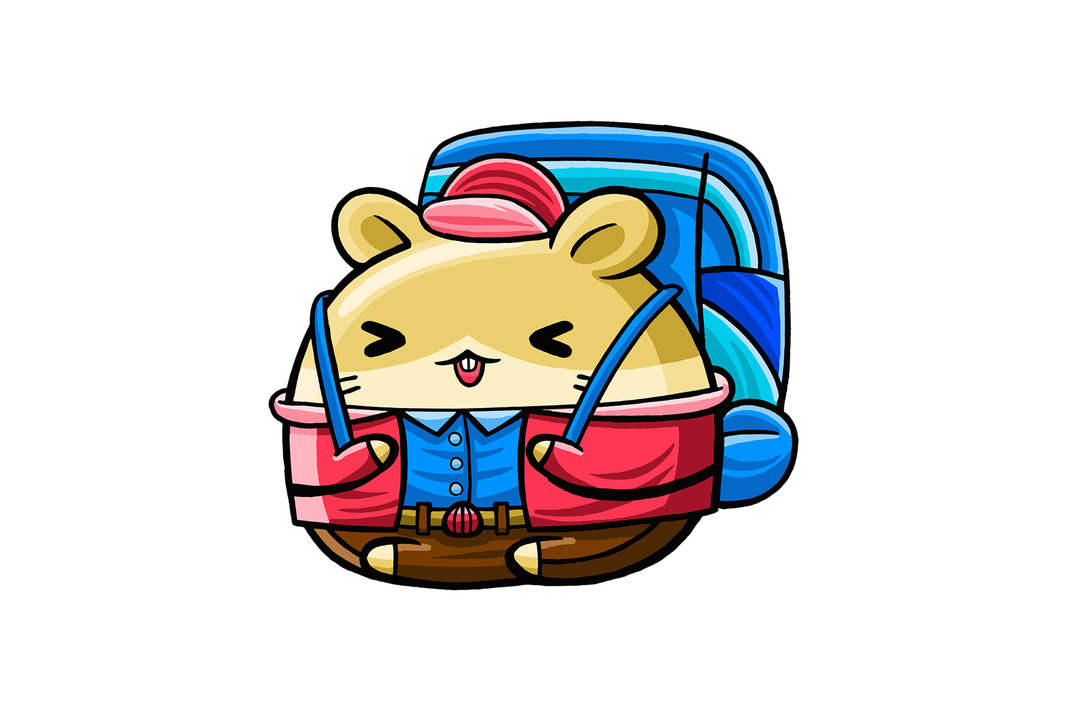 Cute Hamster Traveller Cartoon