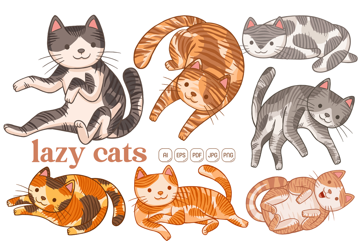 Lazy Cat Vector Illustration