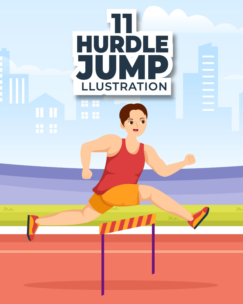 11 Hurdle Long Jump Sportsman Illustration