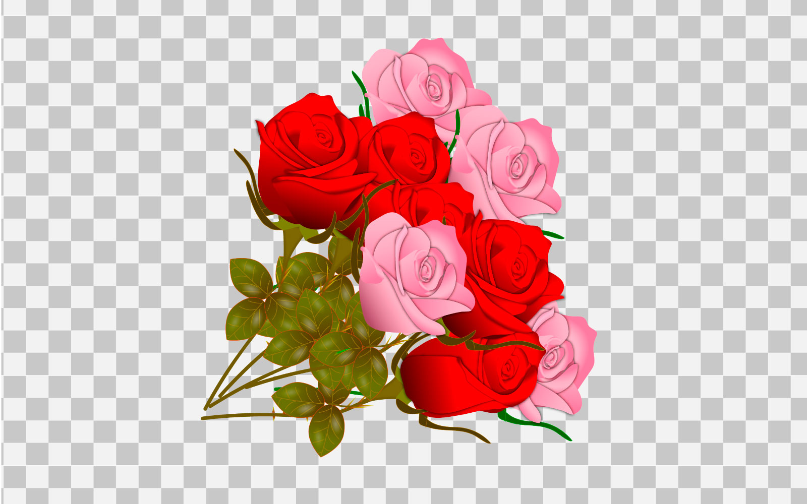 Rose realistic rose leaf and bud with red flowers illustration