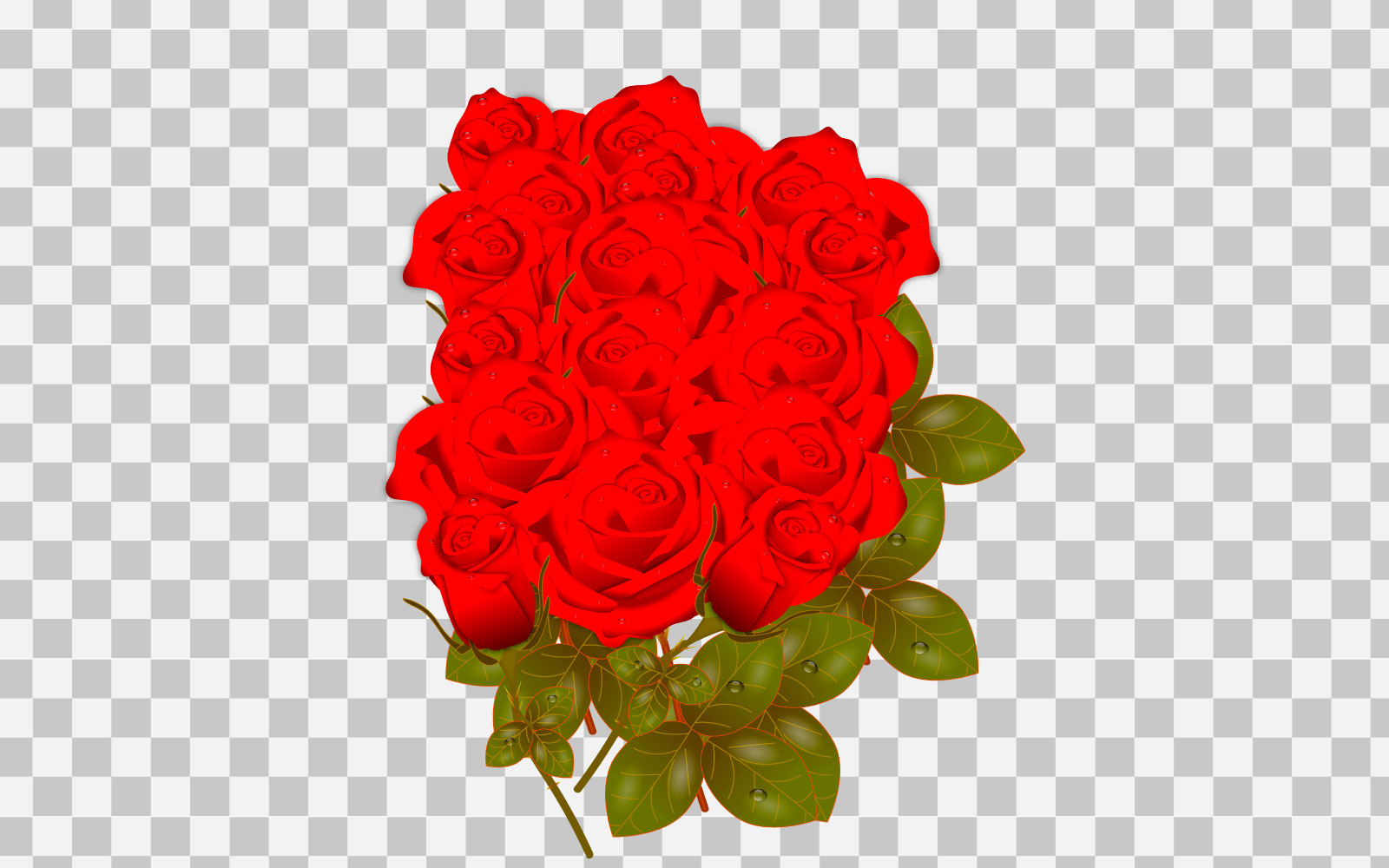 Vector red  realistic rose bouquet  with red flowers