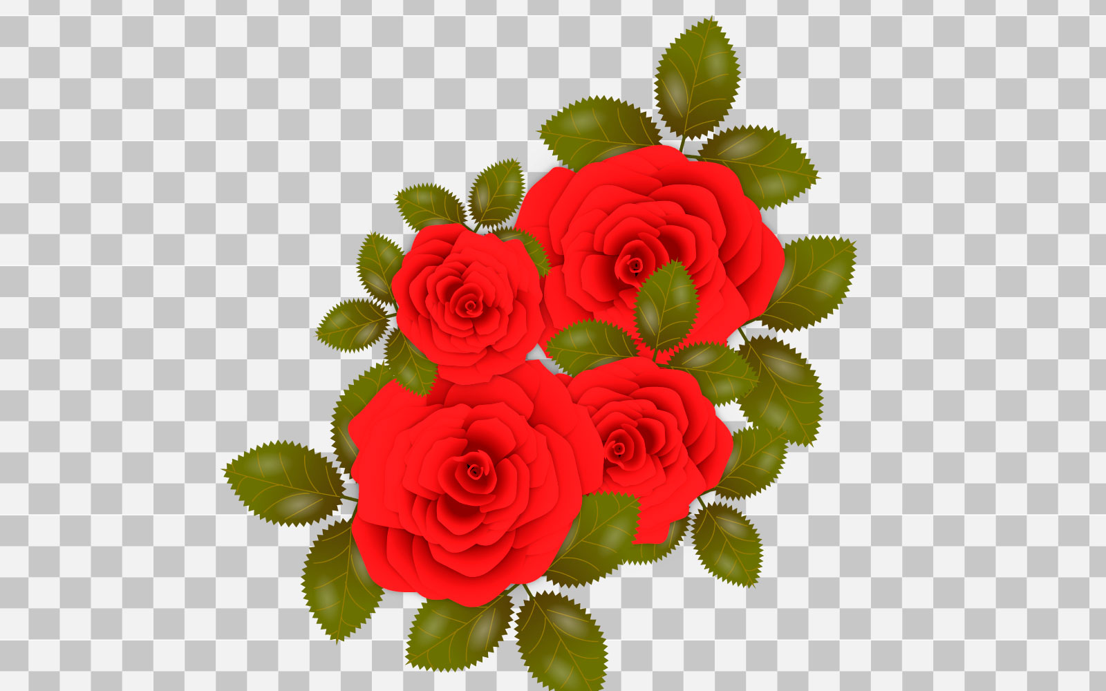 Red rose set  realistic rose bouquet with red flower concept