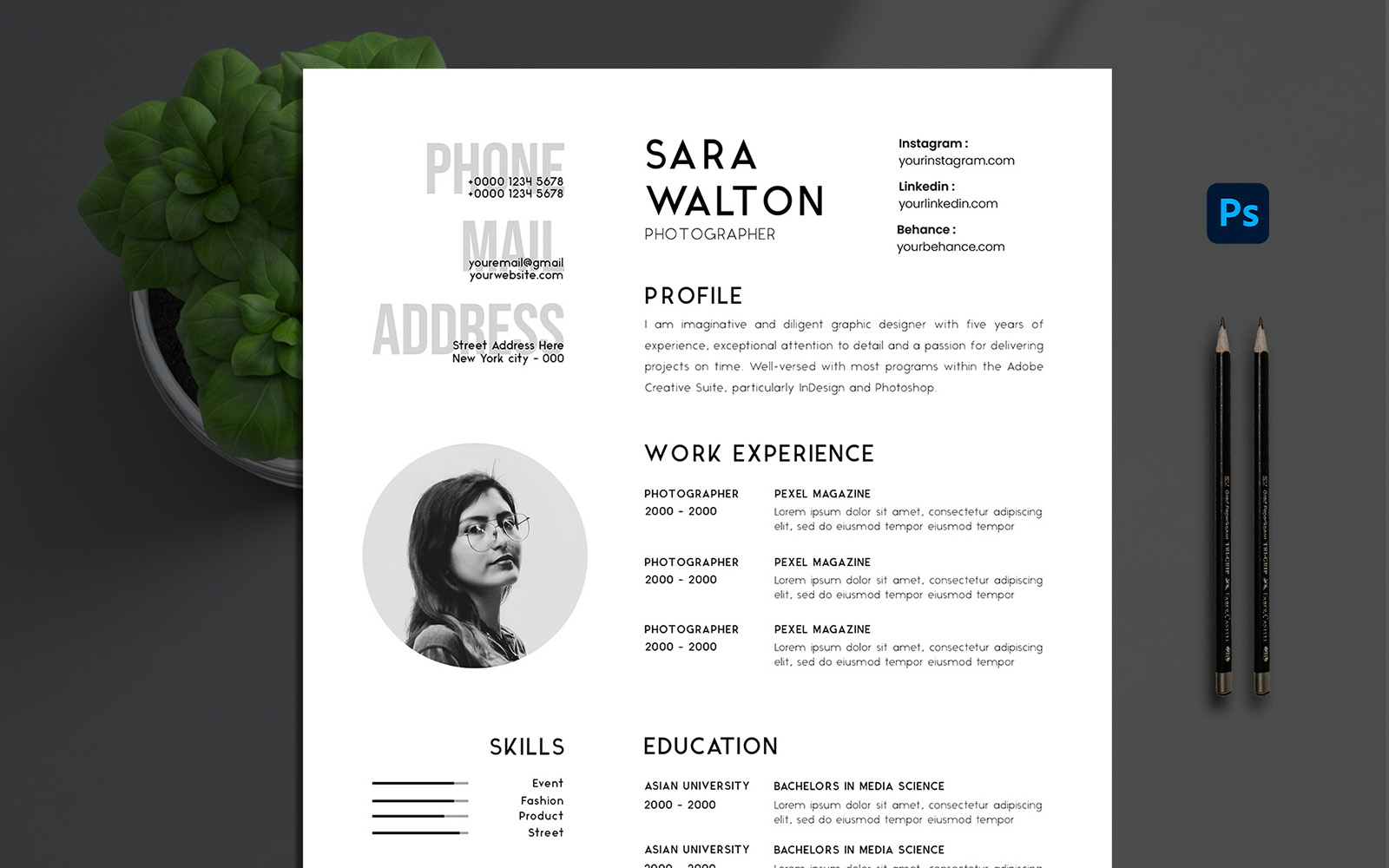 Unique Stylish Resume / CV Template