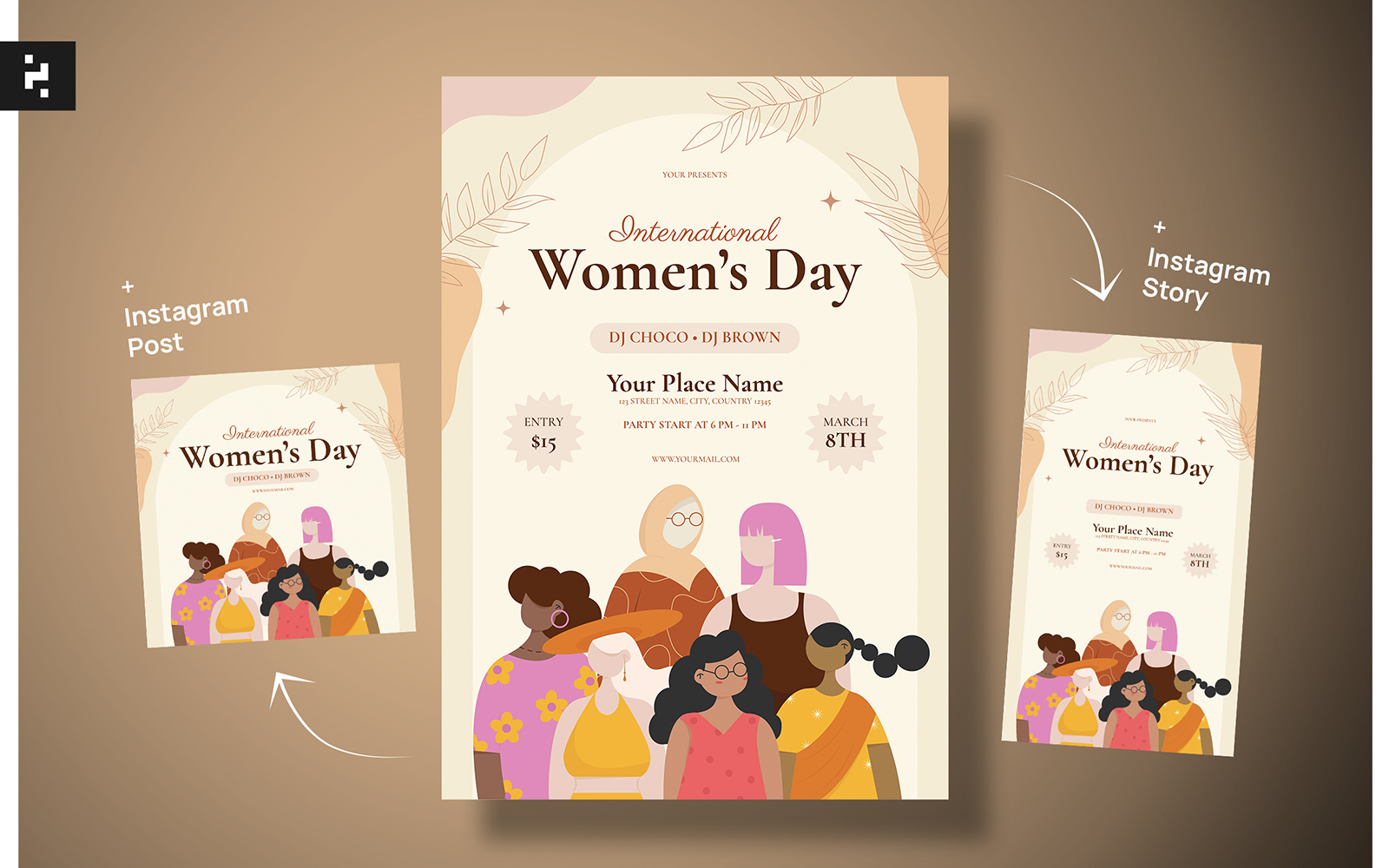 International Womens Day Flyer - Boho Style
