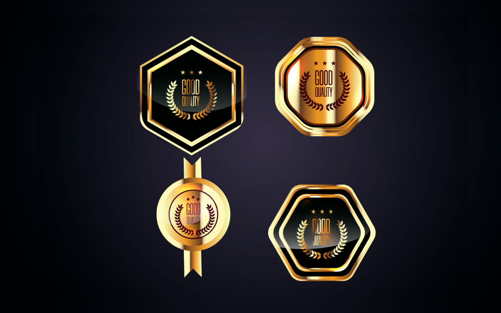 Golden Badge luxury premium quality labels set collection Vector concept