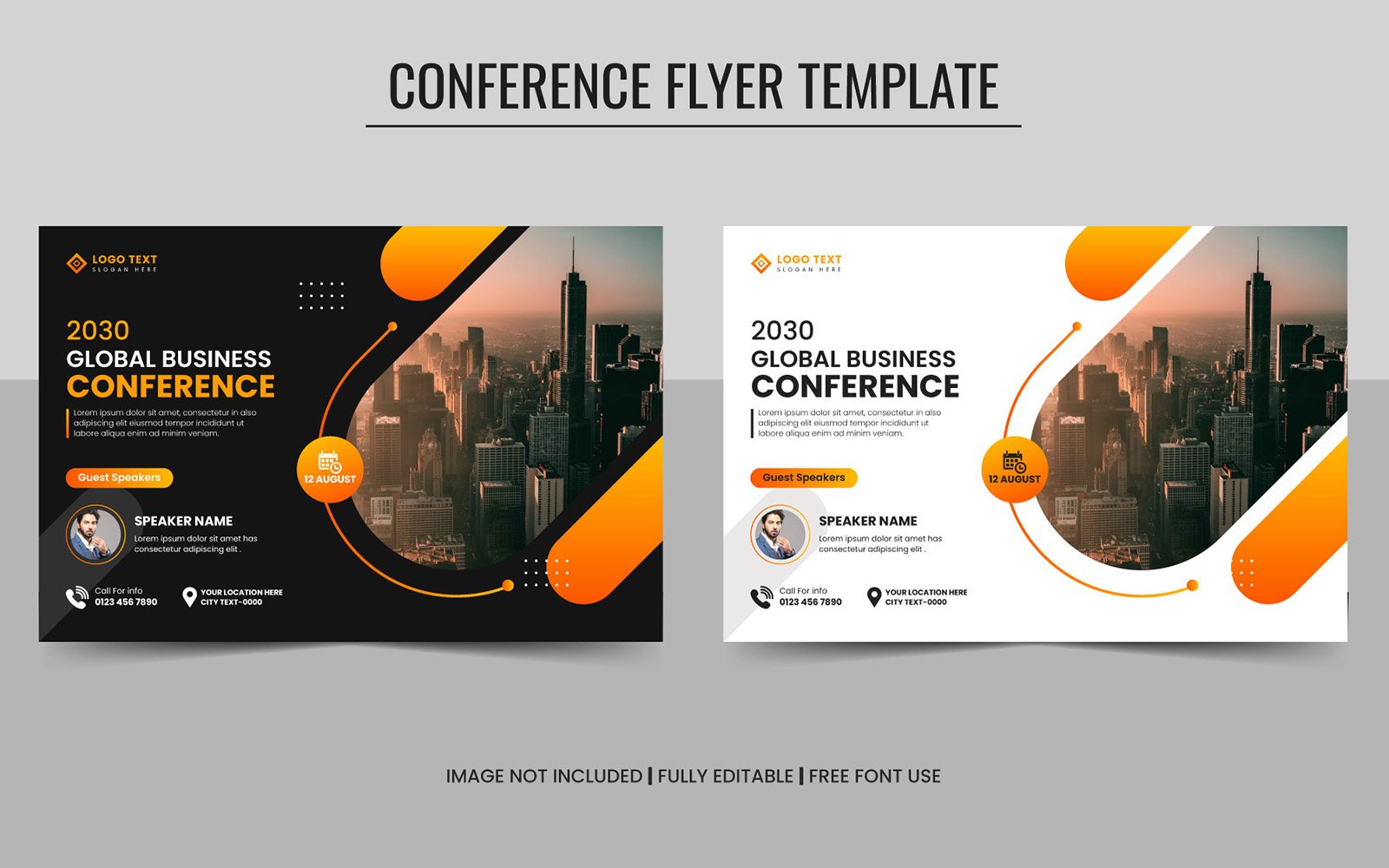 Horizontal Corporate Business Conference Flyer Template and Invitation Banner Design