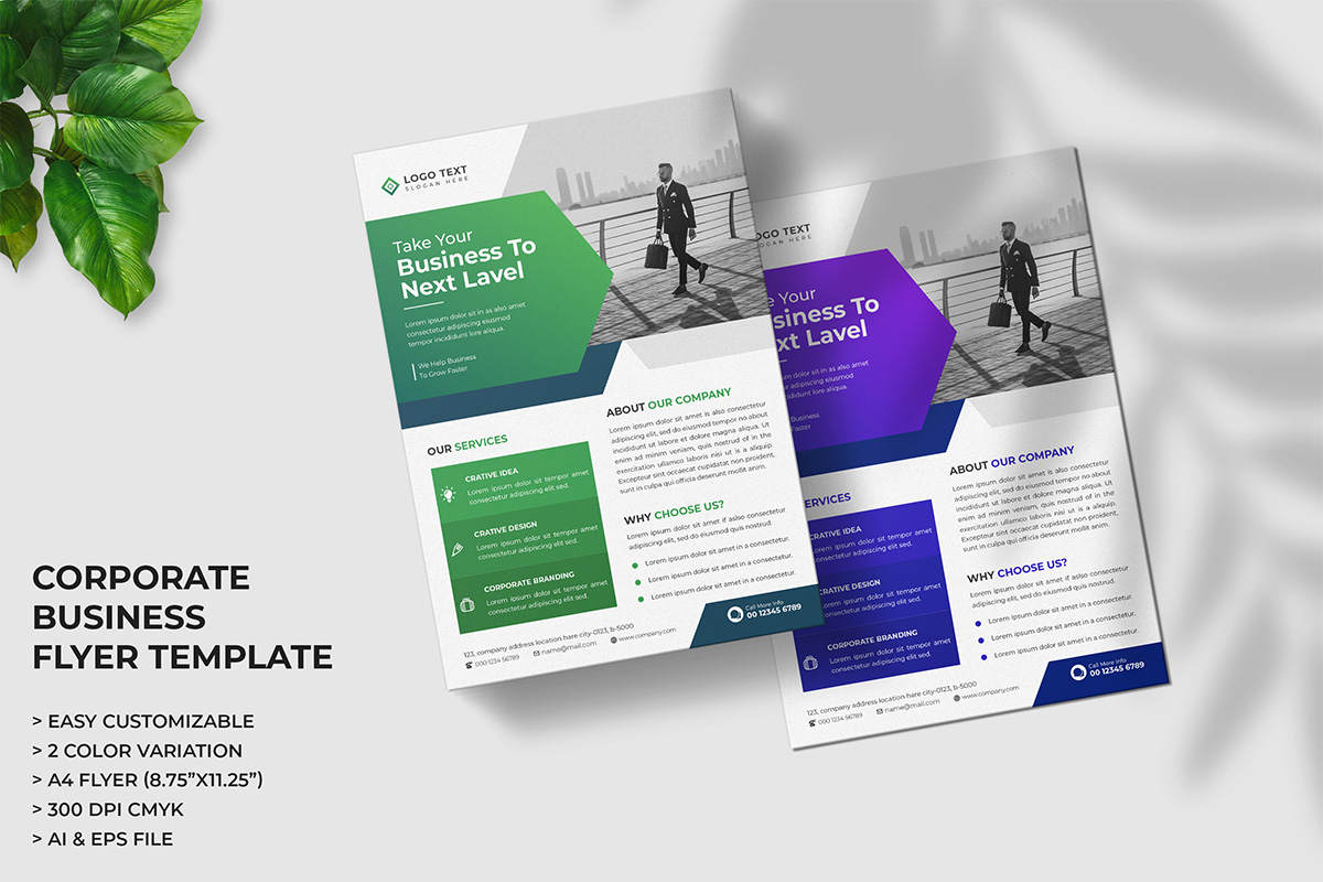 Business agency flyer template design set or Corporate a4 flyer template