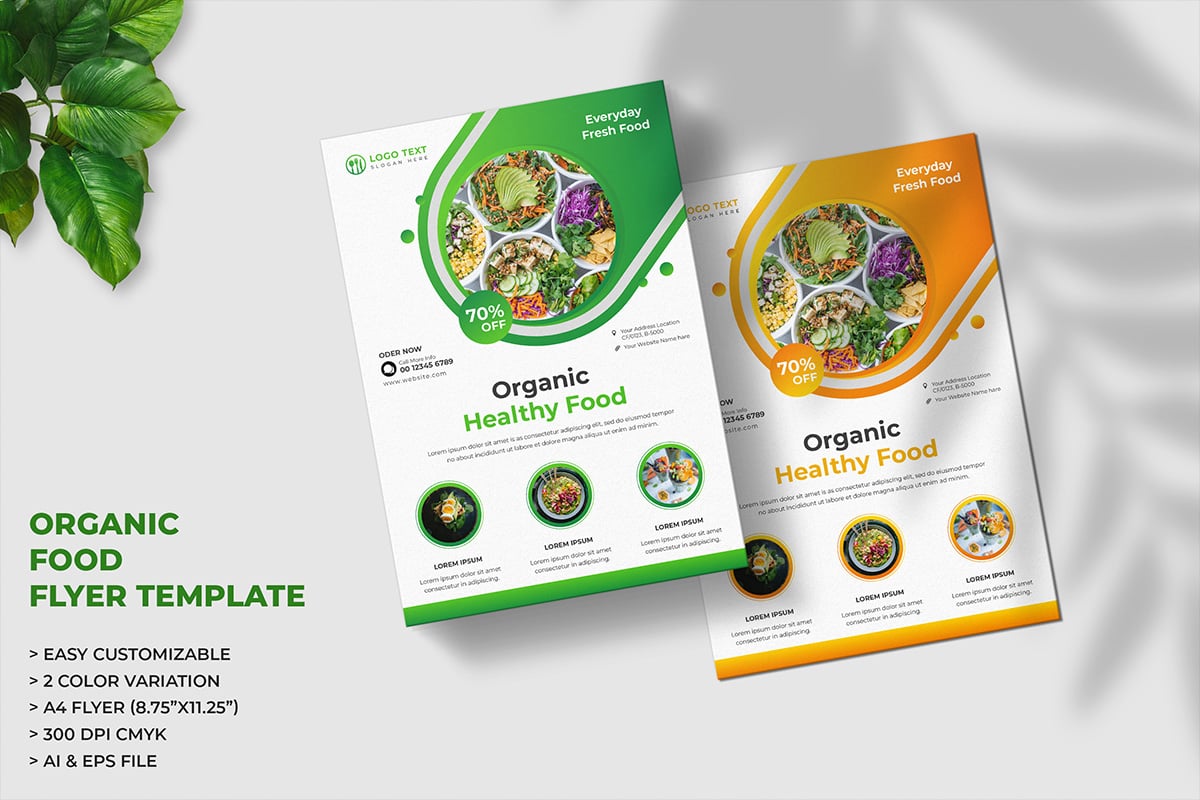 Organic Food Menu Flyer Template and Restaurant Flyer Template