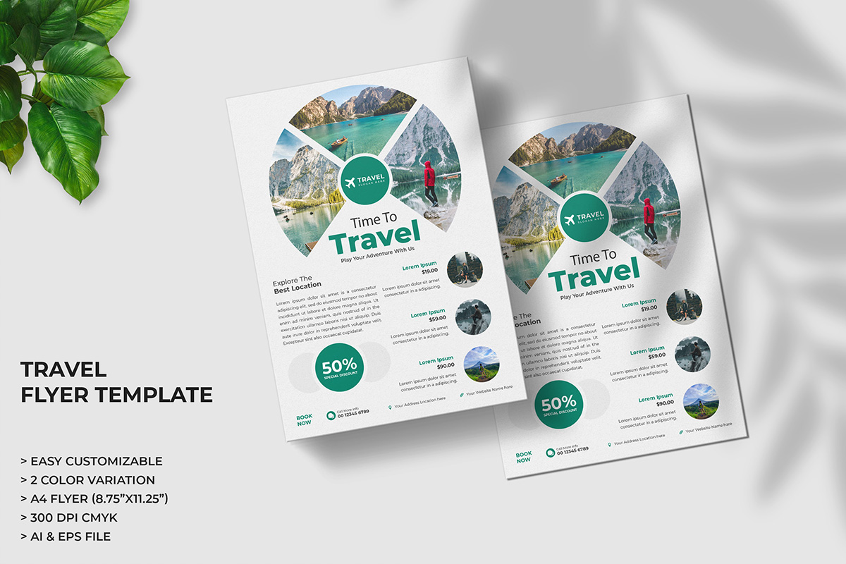 Creative Holiday Travel Flyer Design and Adventure World Travel Square Flyer Template