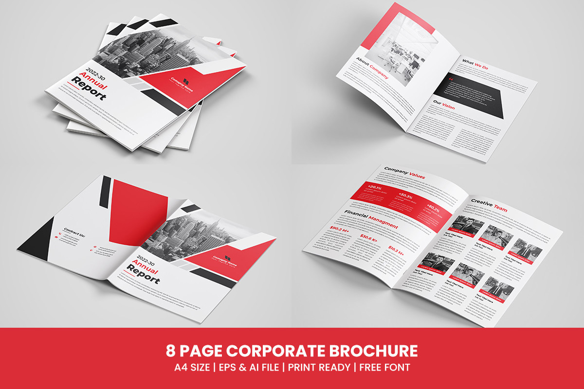 Corporate annual report template and company profile brochure template design