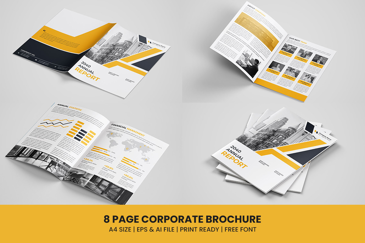 Corporate annual report template and company profile brochure layout design