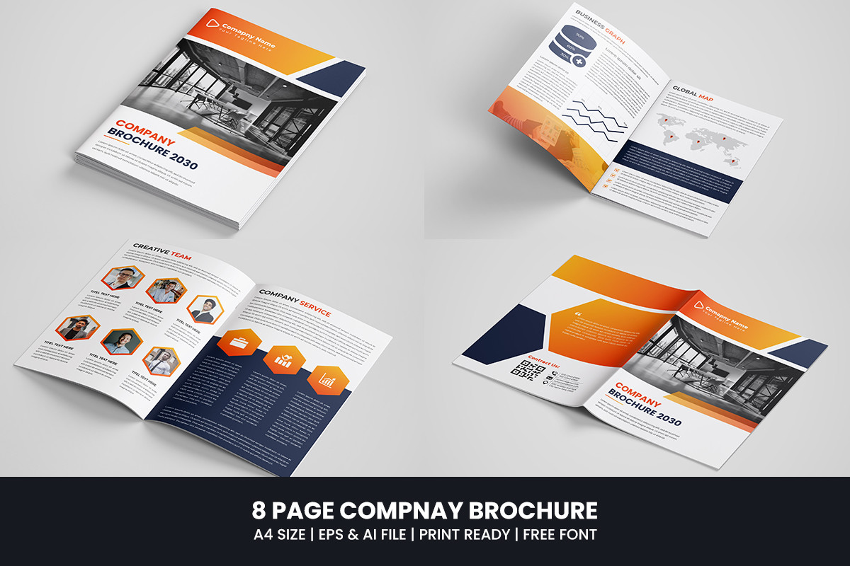 Company profile brochure template corporate 8 pages brochure design