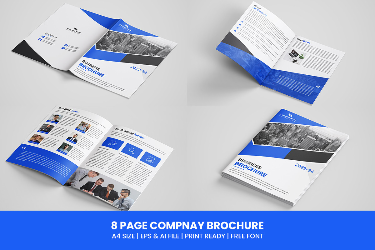 Corporate 8 pages brochure design and Company profile brochure template