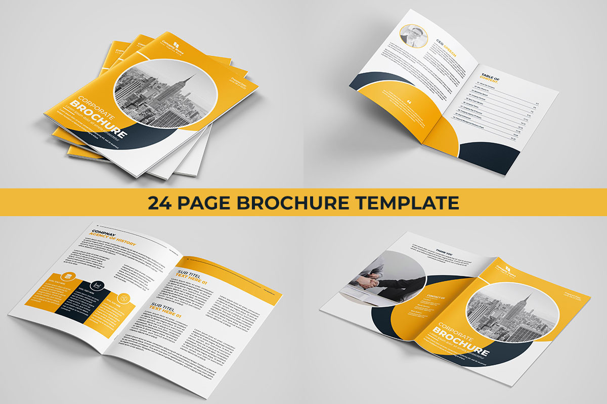 Multipage business brochure template. Minimal company profile brochure layout