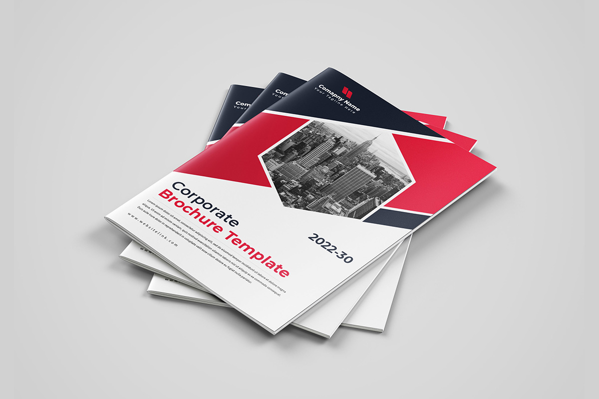 Corporate company profile template design minimal red color shape business brochure template