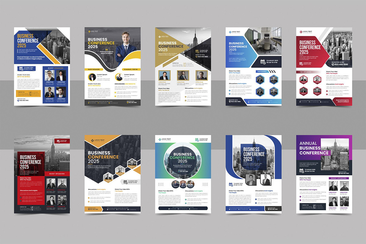 Corporate annual business conference flyer template bundle